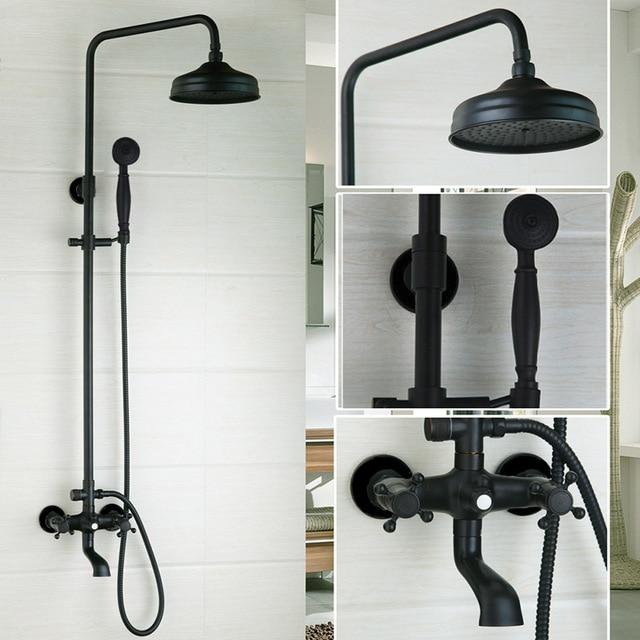 Victorian Black matte 3 way exposed shower system set