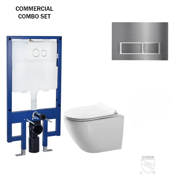 Combo set- Wall hung toilet Dual Flush completed Cistern Tank Carrier , Bowl and Actuator Plate Completed Set