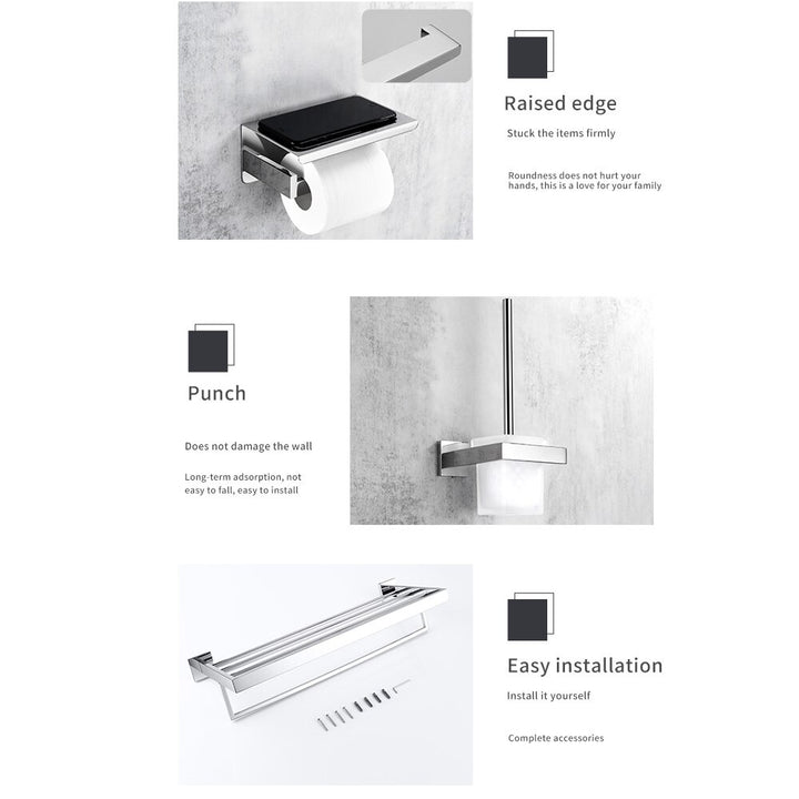 Chrome square bathroom accessories