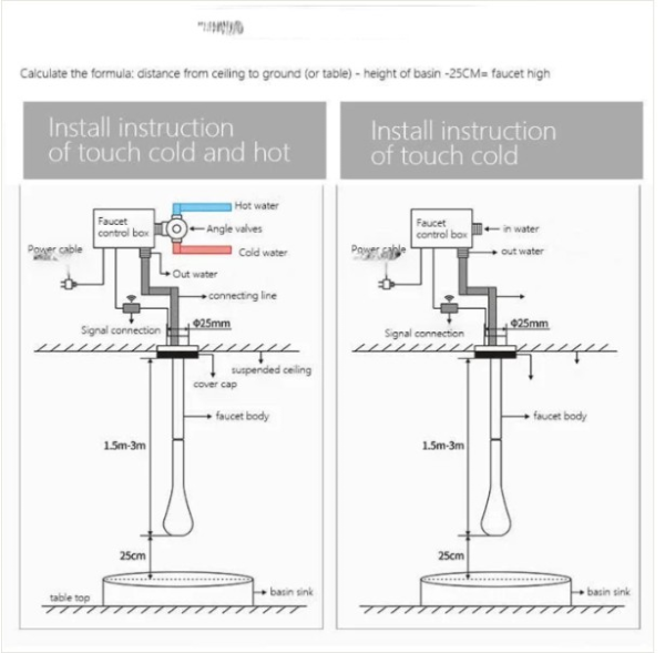 Black Commercial Celing Faucet Pipe Sensor Faucet