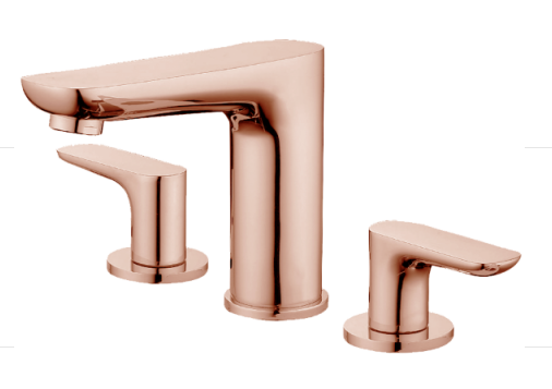 Copper satin 8" inch wide spread bathroom faucet