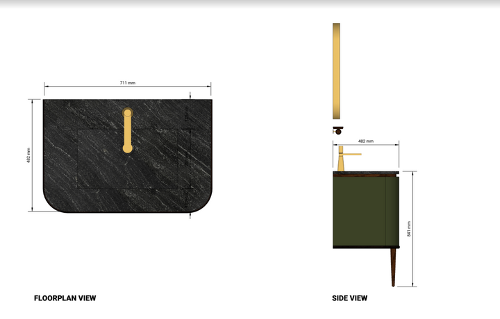 TURIN-28" Green Army Gloss with Solid Walnut body completed bathroom vanity set