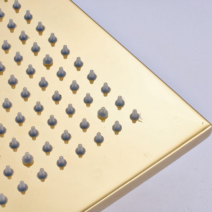 Gold polish brass LED square rain shower head