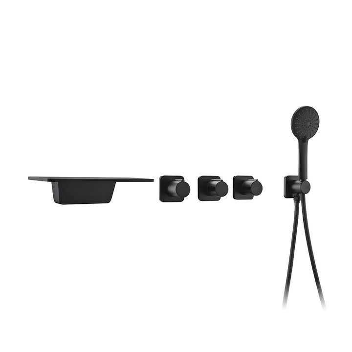 Black wall mounted bathtub filler faucet set