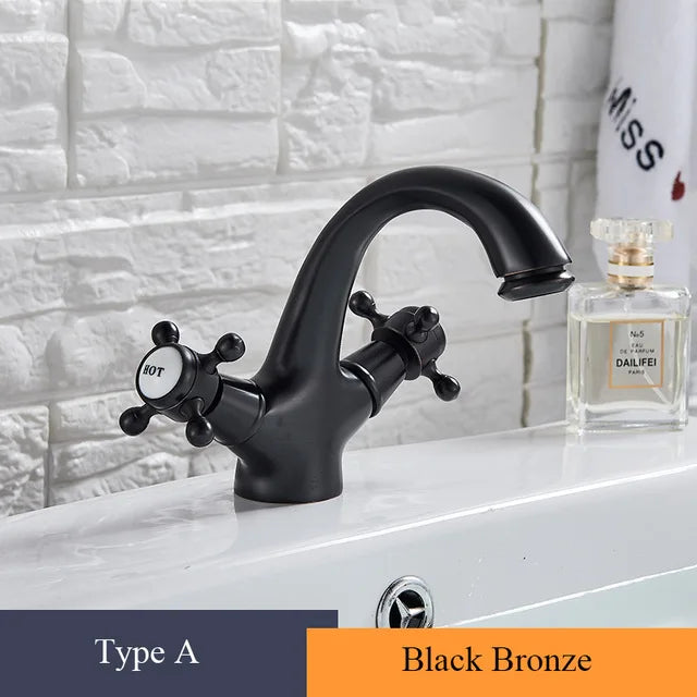 Victorian antique hot and cold cross handle bidet faucet single hole