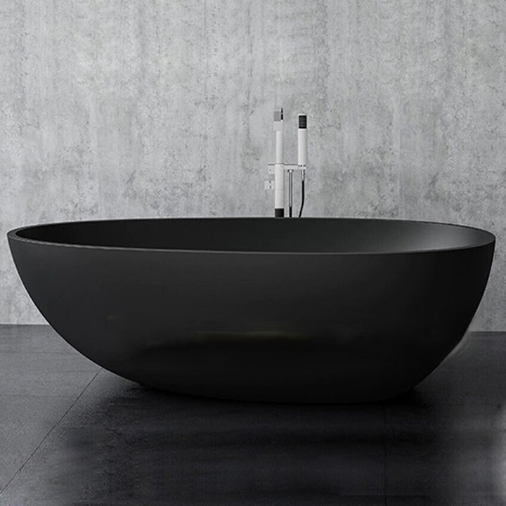 Black matte Solid surface stone freestanding bathtub  55"x30"X21"