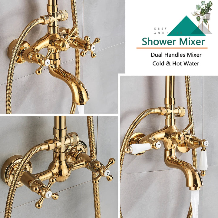 Gold polished victorian exposed showe system