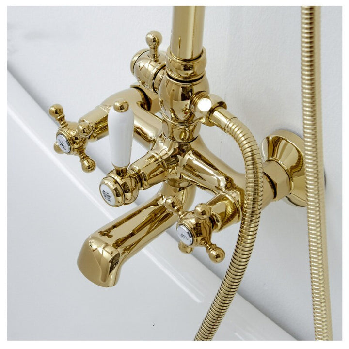 Gold polished brass exposed victoria shower system