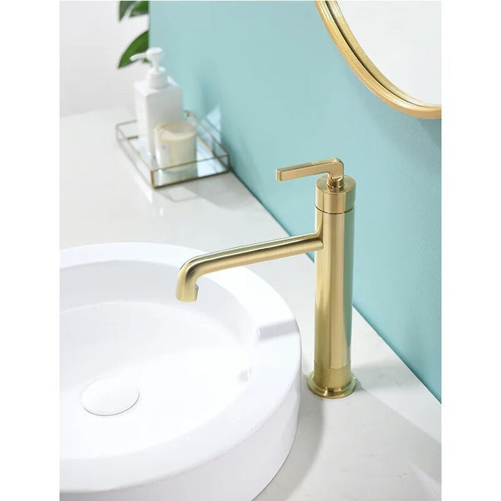 Milano-Grey Gun - Brushed gold Single hole bathroom faucet