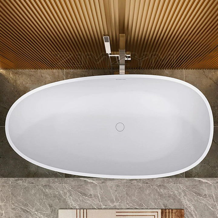 White matte solid surface resin stone bathtub 55" inches