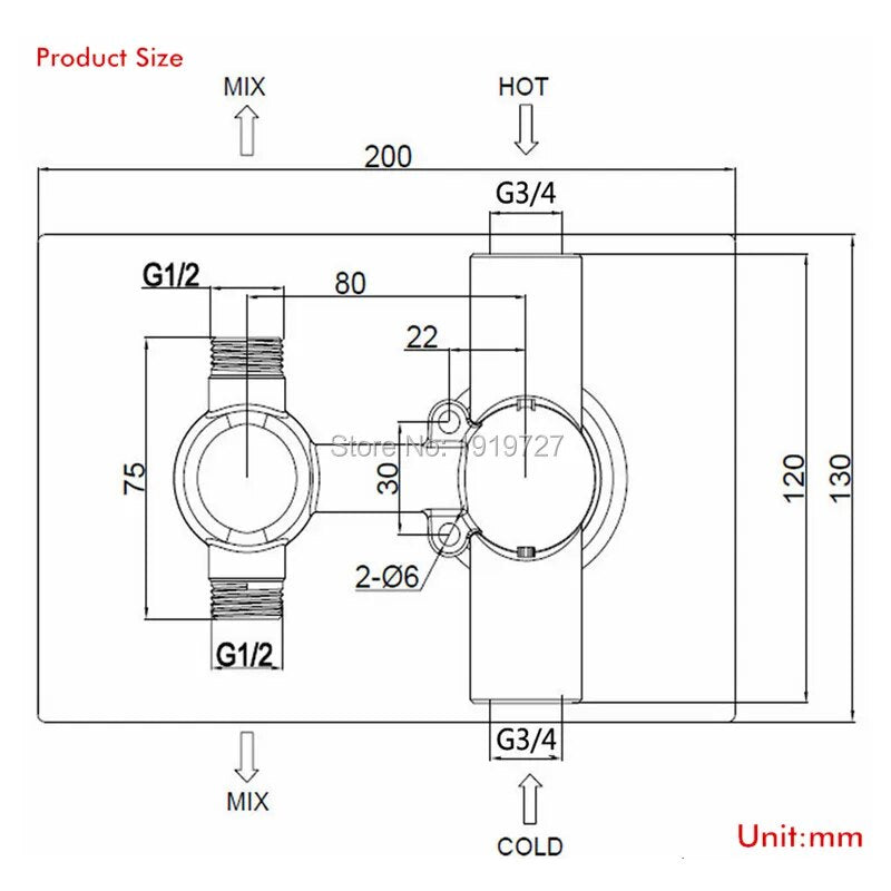 Chrome square 12 inches thermostatic 2 way shower kit set-CUPC-CSA