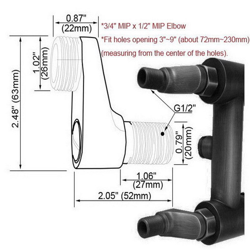 Claw Foot Wall Mounted Bath Tub Rain Shower Faucet Adjustable Adapter Swing Arms