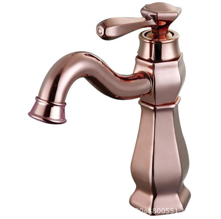 Art-Deco Gold polished brass single hole bathroom faucet