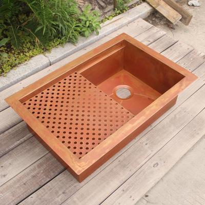 Custom Italian Outdoor Kitchen Corner Large Sink Western Kitchen Mid-Island outdoor American Retro Wash Basin Copper Basin Stainless Steel 14 Gauge