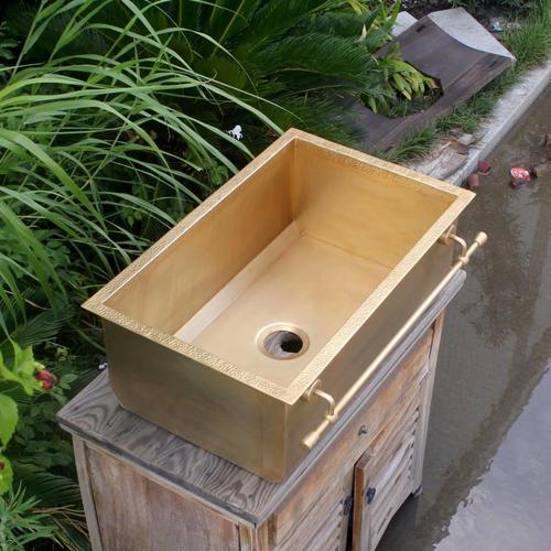 Custom Italian Outdoor Kitchen Corner Large Sink Western Kitchen Mid-Island outdoor American Retro Wash Basin Copper Basin Stainless Steel 14 Gauge