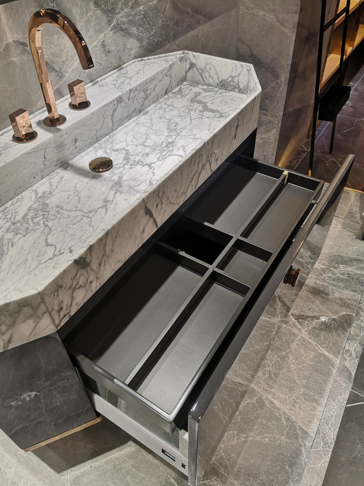 FINLAND-Grey Gun Gloss/Rose gold trim metal with Marble intergratred sink