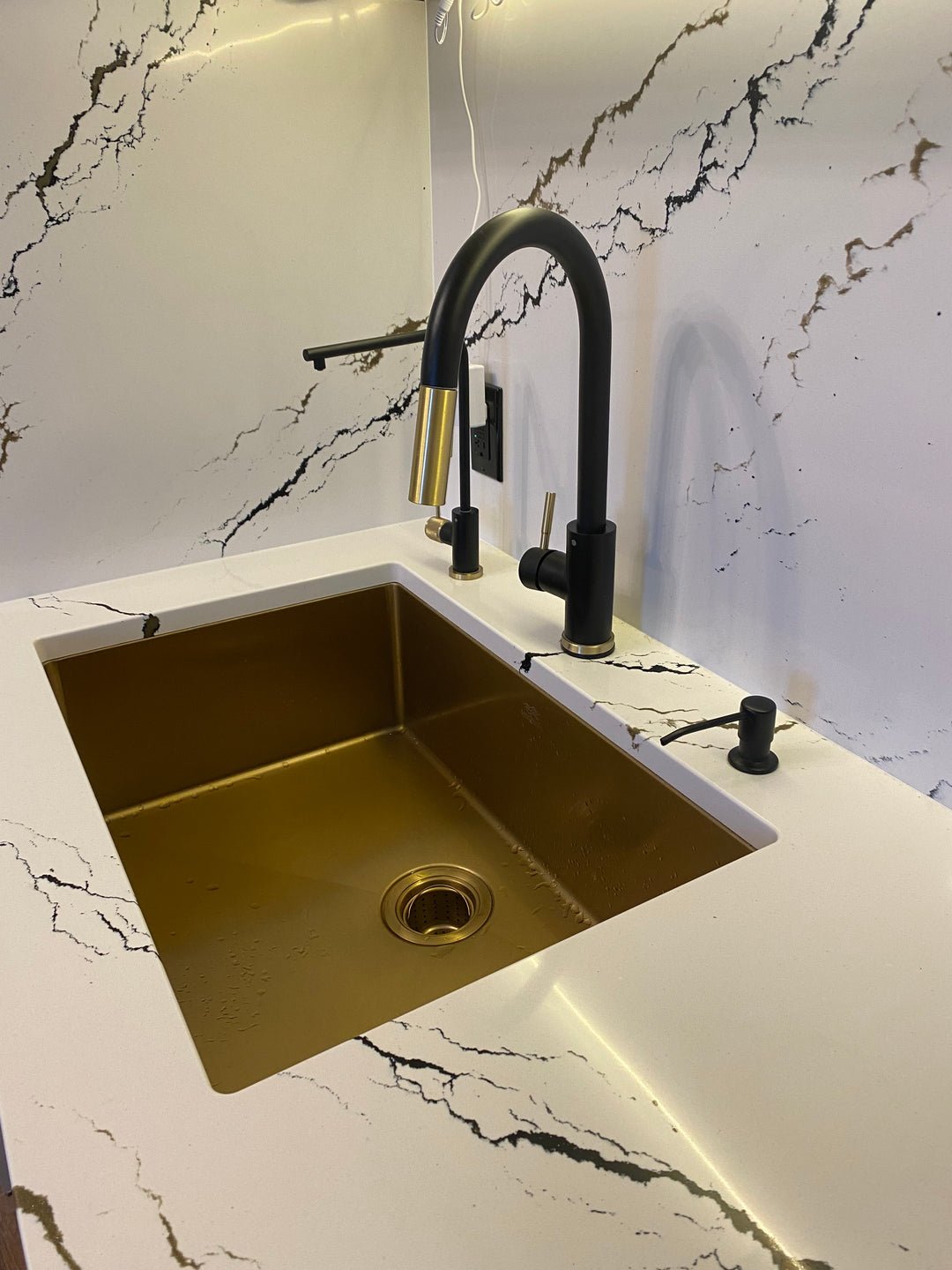 Brushed Gold Undermount 16 Gauge Commercial Grade Kitchen Sink Single Bowl 304 Stainless Steel with Nano Coated Technology