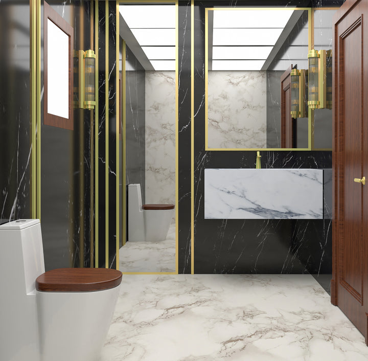 TITUS-Custom Marble Exposed 36 Wall mounted with brushed gold towel bar 36"