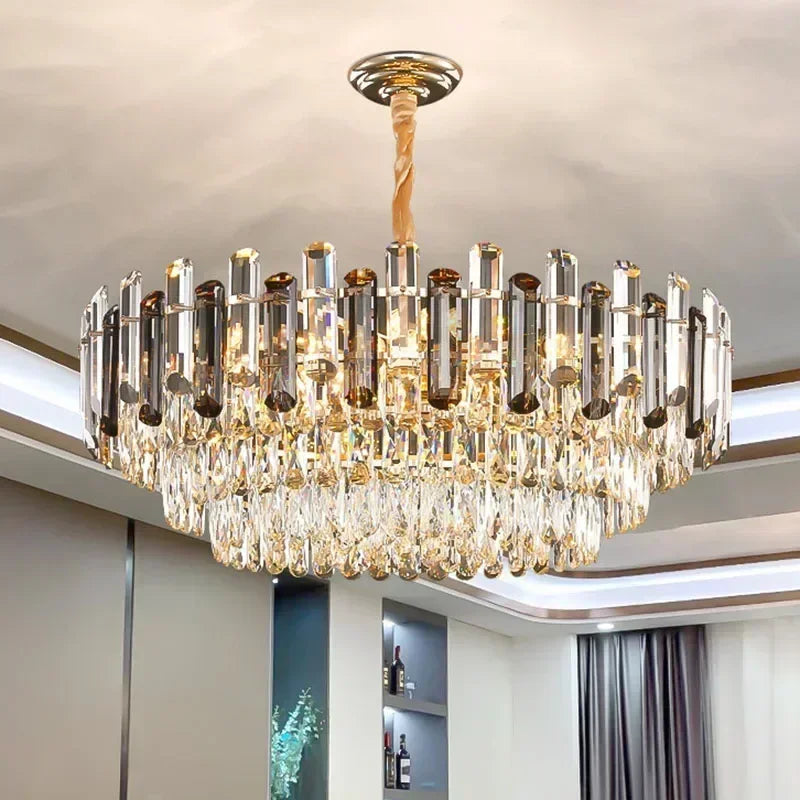 Nordic Light Luxury Crystal Chandelier Living Room Lamp Modern Atmosphere  LED Pendant Lights Bedroom Lamp Room Decoration