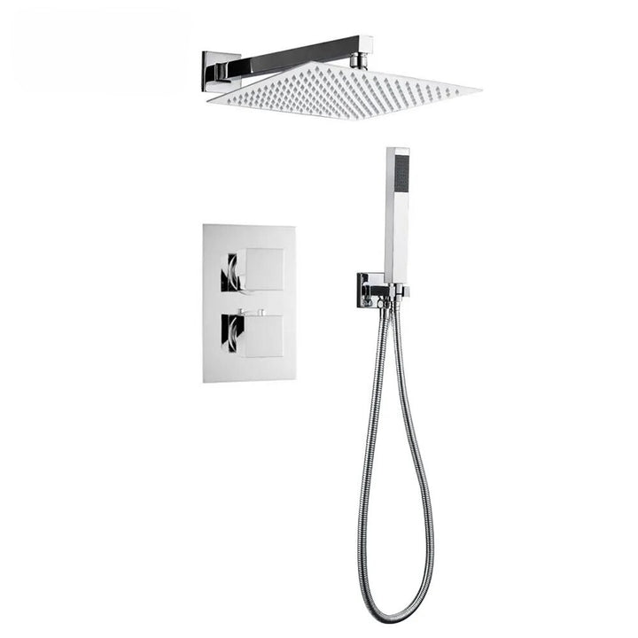 Chrome square 12 inches thermostatic 2 way shower kit set-CUPC-CSA