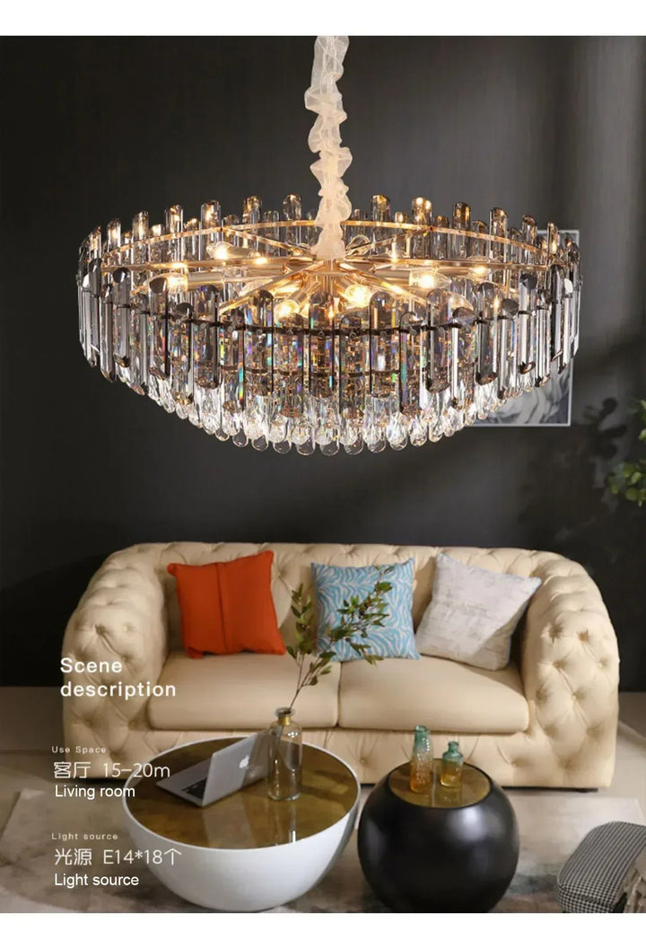 Nordic Light Luxury Crystal Chandelier Living Room Lamp Modern Atmosphere  LED Pendant Lights Bedroom Lamp Room Decoration