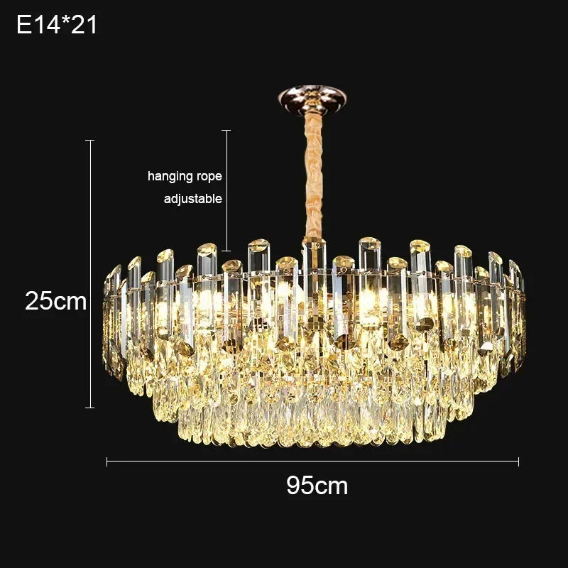 Nordic Light Luxury Crystal Chandelier Living Room Lamp Modern Atmosphere  LED Pendant Lights Bedroom Lamp Room Decoration