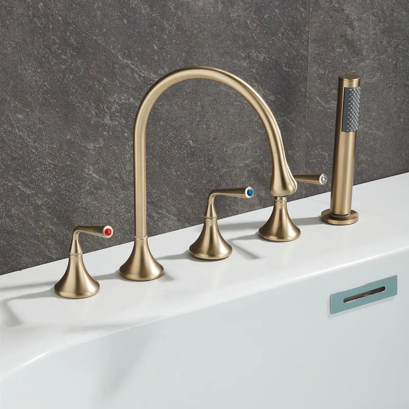 Tear drop 5 holes deck mounted bathtub filler faucet