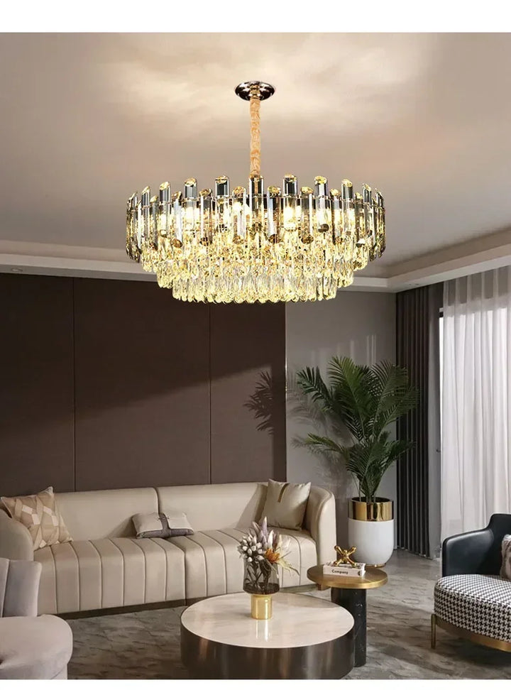 Nordic Light Luxury Crystal Chandelier Living Room Lamp Modern Atmosphere  LED Pendant Lights Bedroom Lamp Room Decoration