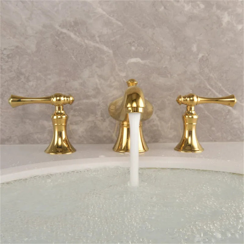 Aladin Gold 8" inch wide spread bathroom faucets