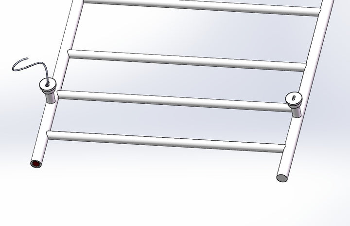 Chrome round electrical towel warmer rail 39"x18"