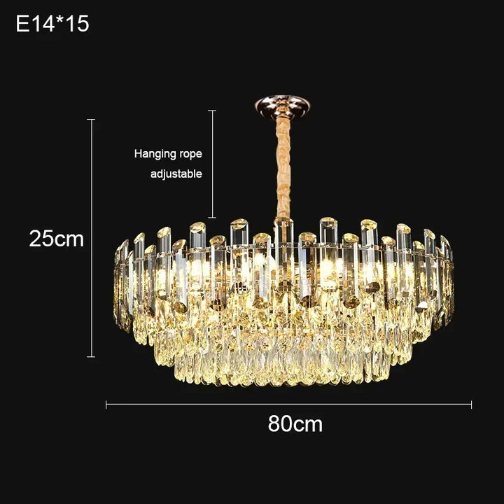 Nordic Light Luxury Crystal Chandelier Living Room Lamp Modern Atmosphere  LED Pendant Lights Bedroom Lamp Room Decoration