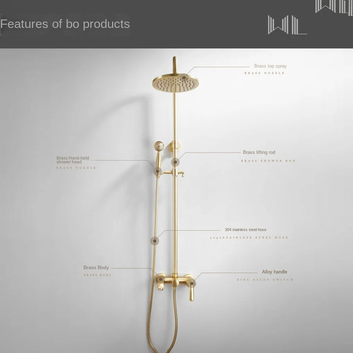 Brushed gold Victorian exposed shower system kit