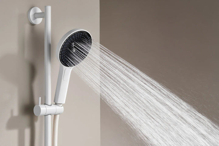 Porsha-Wall-mounted Shower System with Embedded Hot Melt Gun, Grey and White Shower Set