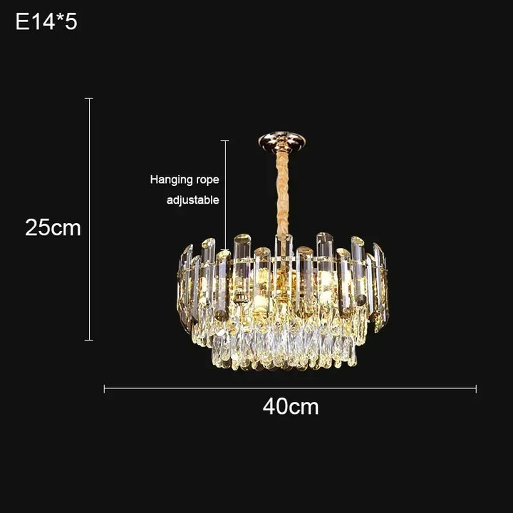 Nordic Light Luxury Crystal Chandelier Living Room Lamp Modern Atmosphere  LED Pendant Lights Bedroom Lamp Room Decoration