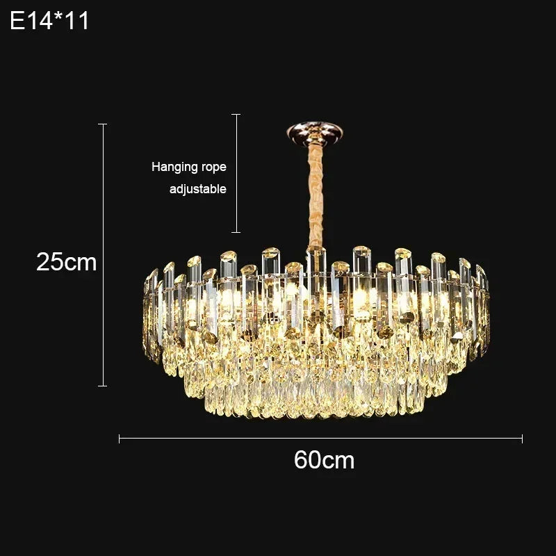 Nordic Light Luxury Crystal Chandelier Living Room Lamp Modern Atmosphere  LED Pendant Lights Bedroom Lamp Room Decoration