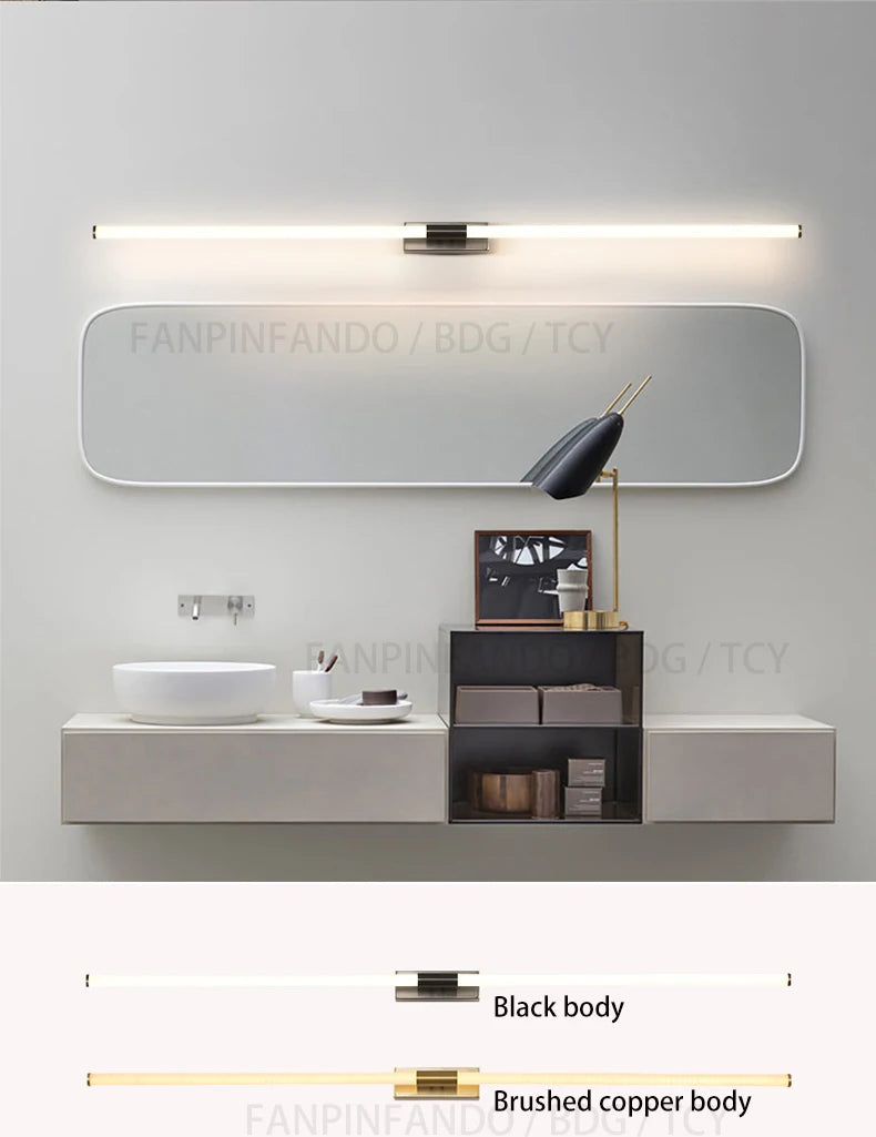 Modern led wall lamp bathroom mirror light,L76/100/118cm modern led wall lamp,Bronze/black body wall lights for home 4500K