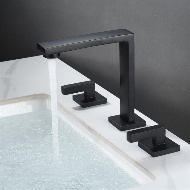 Cuatro- Modern square 8" Inch wide spread bathroom faucet