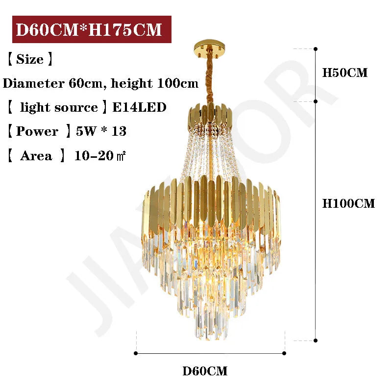 Crystal Lamp Hotel Lobby Ceiling Light European Villa Living Room Duplex Middle Floor Hollow Rotating Staircase Long Ceiling