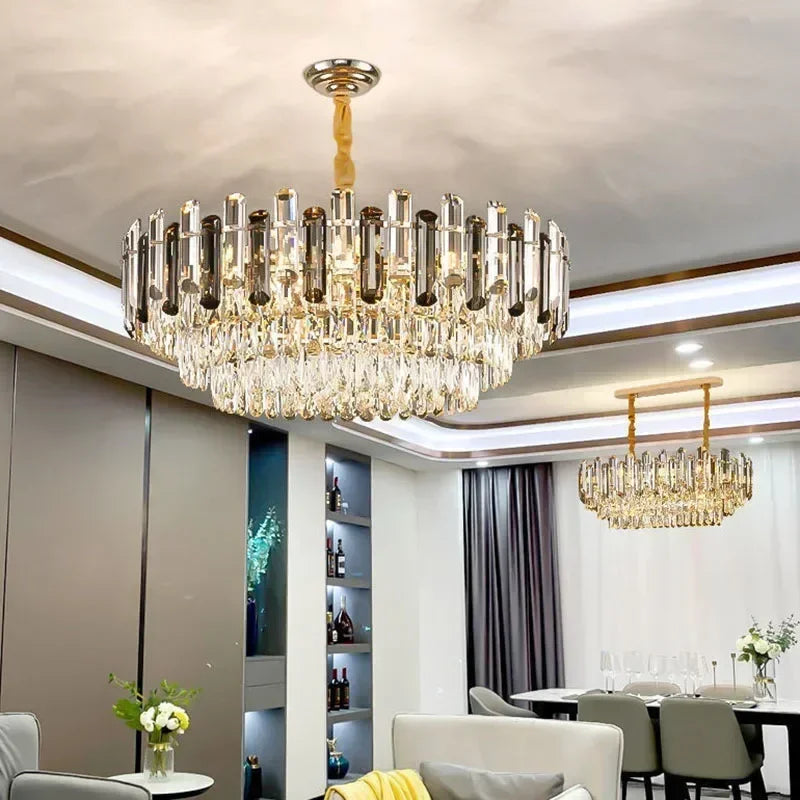 Nordic Light Luxury Crystal Chandelier Living Room Lamp Modern Atmosphere  LED Pendant Lights Bedroom Lamp Room Decoration