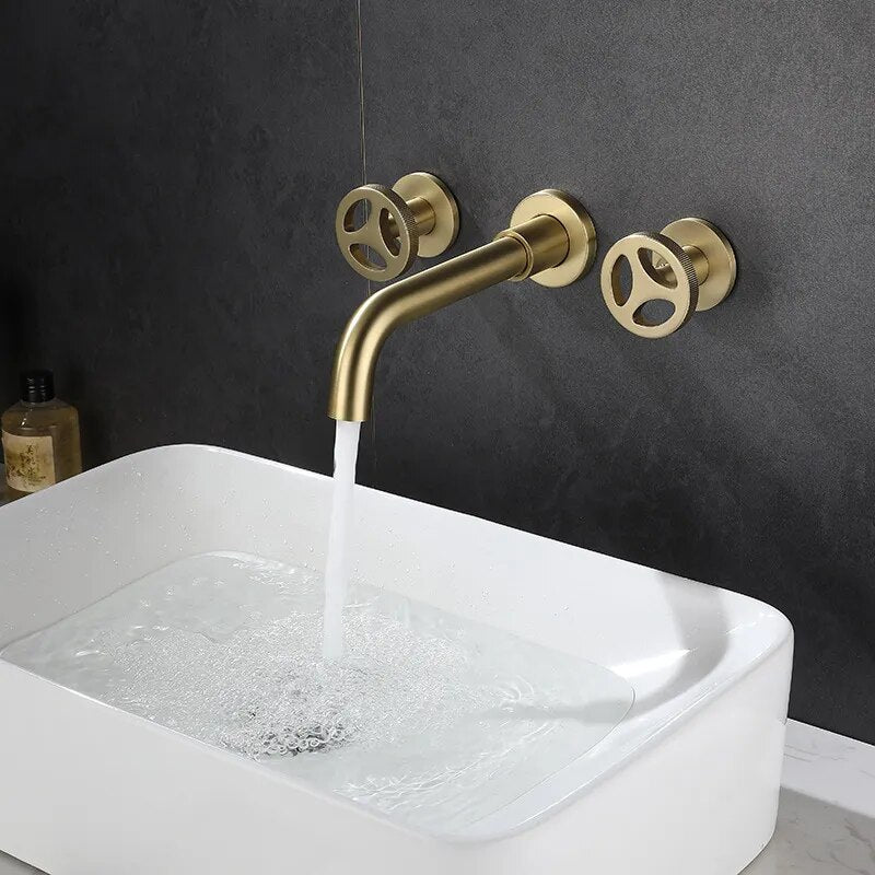 Bergen- Brushed Gold nordic design wall mounted bathroom faucet