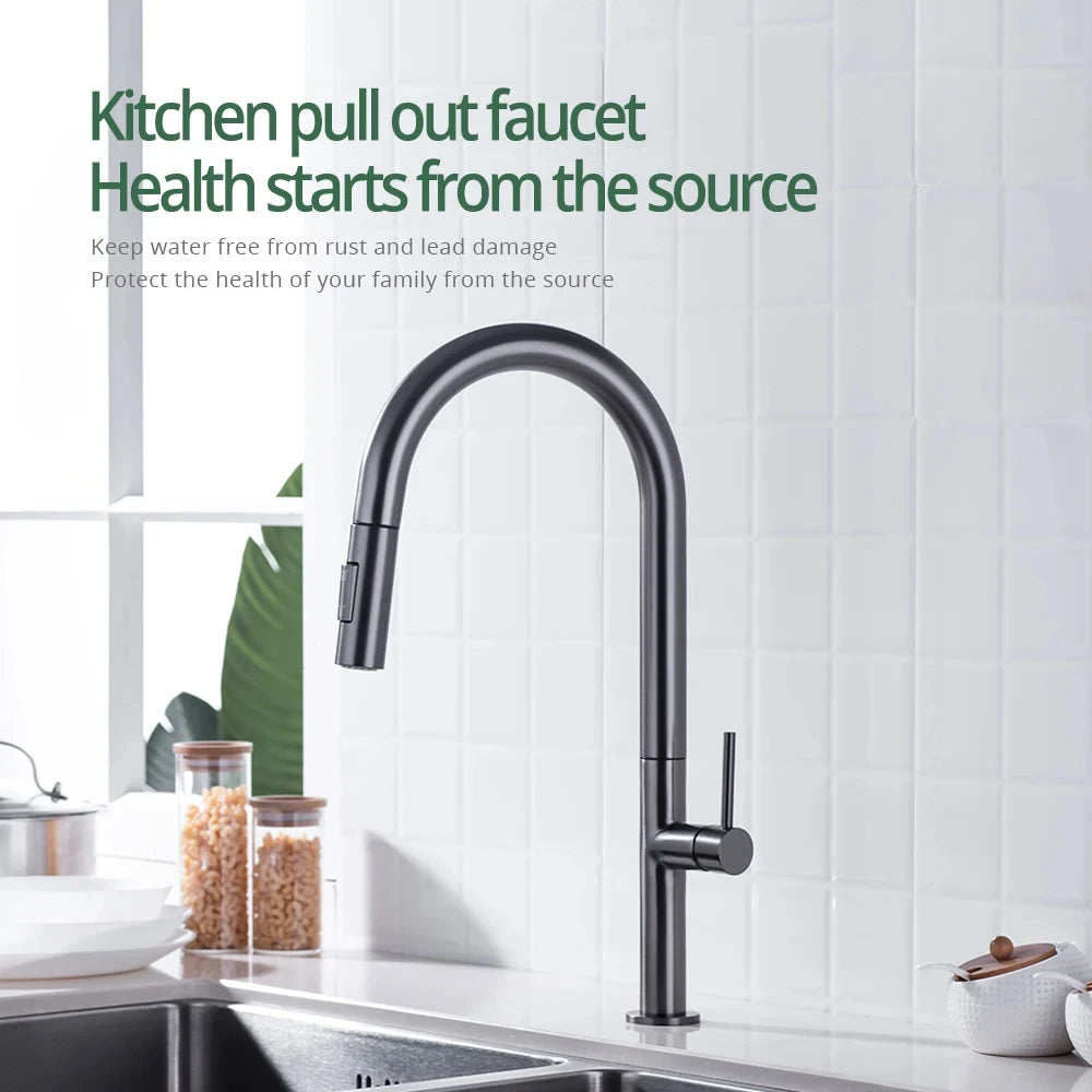 SEIKO- Tall pull out dual spray kitchen faucet