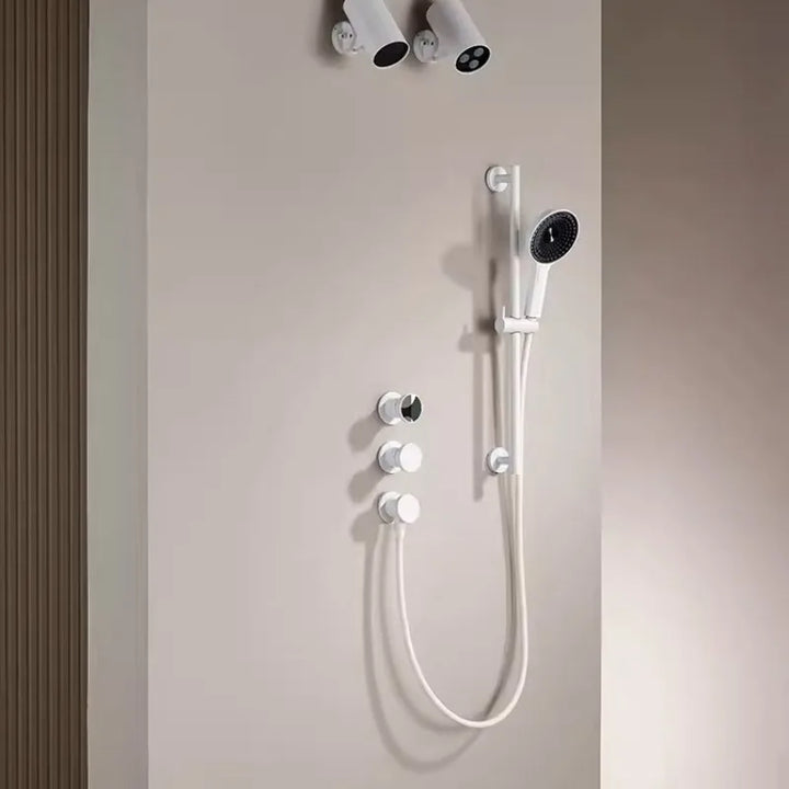 Porsha-Wall-mounted Shower System with Embedded Hot Melt Gun, Grey and White Shower Set