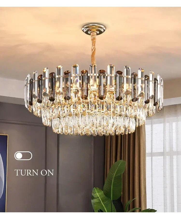 Nordic Light Luxury Crystal Chandelier Living Room Lamp Modern Atmosphere  LED Pendant Lights Bedroom Lamp Room Decoration