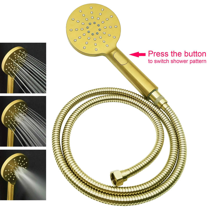 Brushed gold modern exposed thermostatic 2 way function shower system