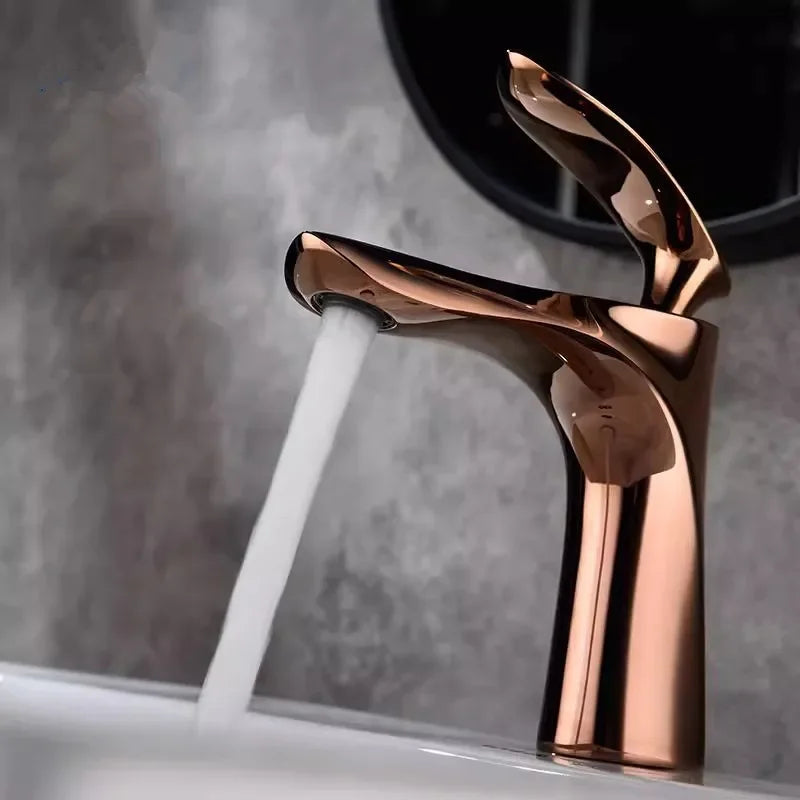 Marbella-Rose gold tall and short single hole bathroom faucet