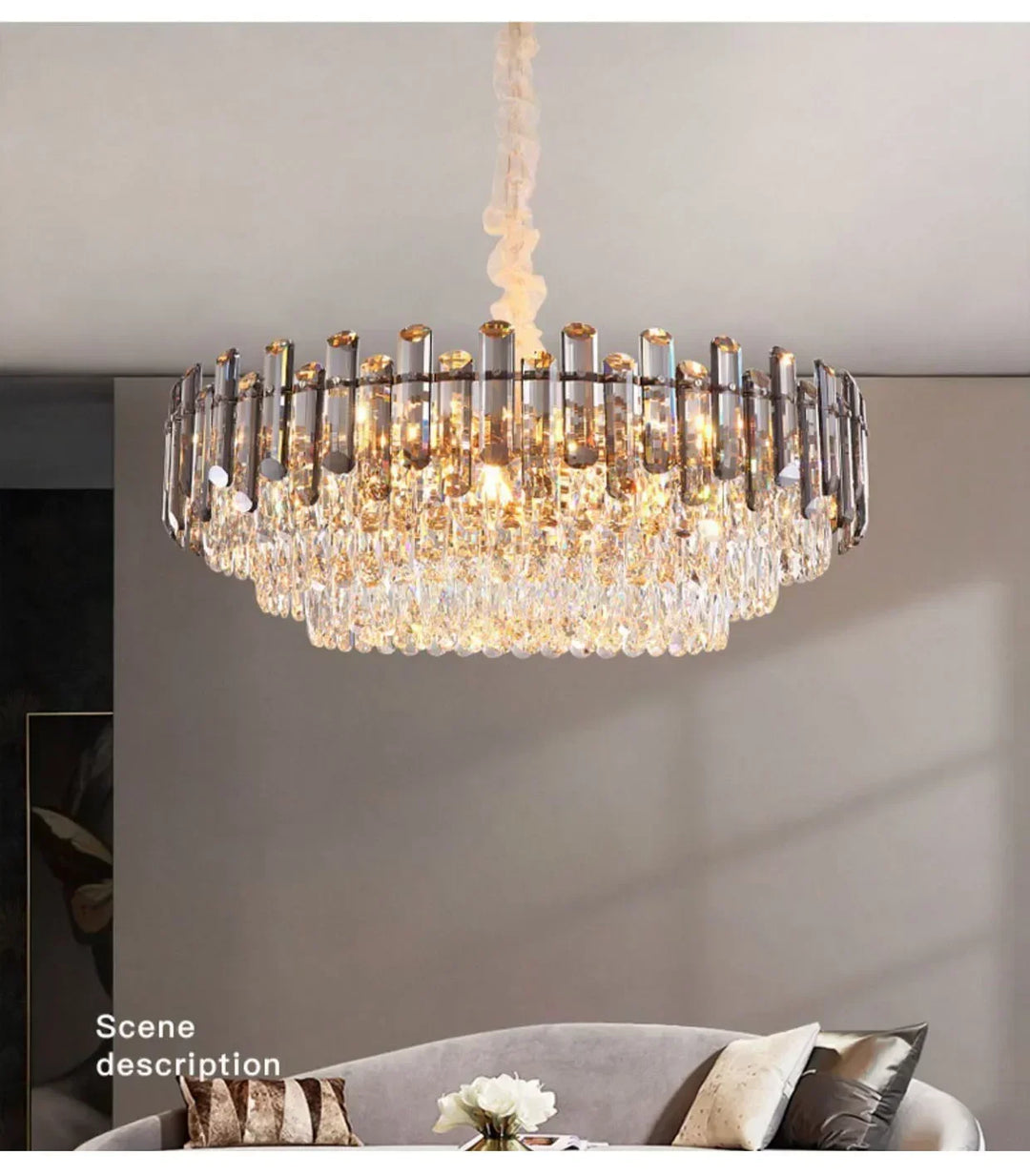 Nordic Light Luxury Crystal Chandelier Living Room Lamp Modern Atmosphere  LED Pendant Lights Bedroom Lamp Room Decoration