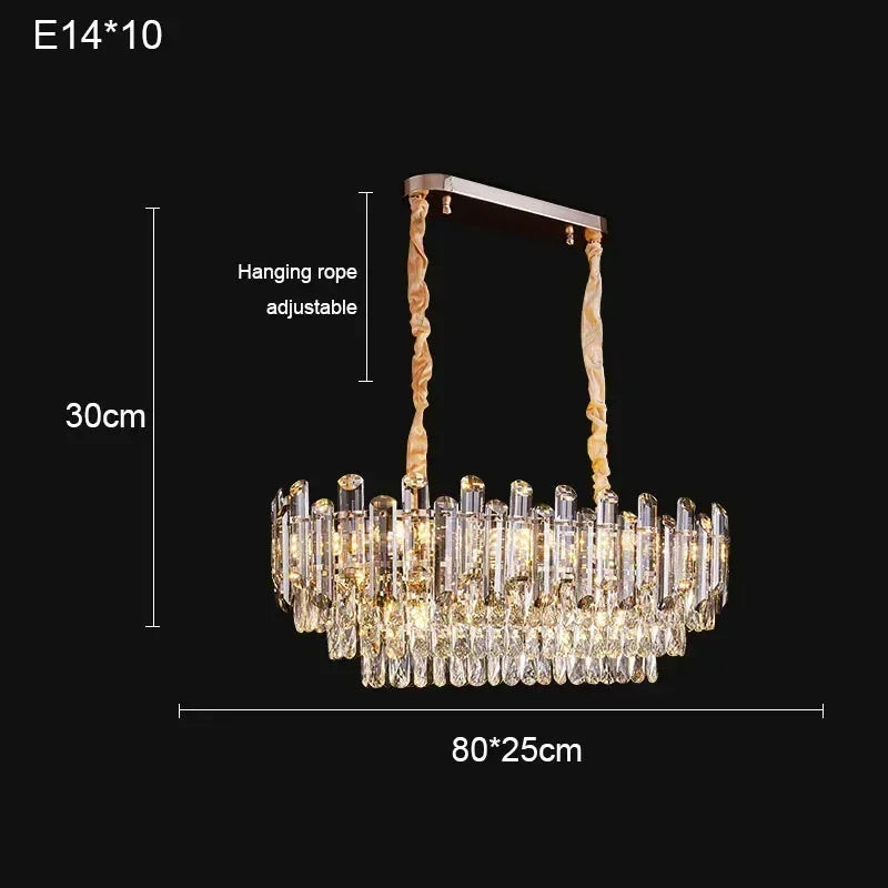 Nordic Light Luxury Crystal Chandelier Living Room Lamp Modern Atmosphere  LED Pendant Lights Bedroom Lamp Room Decoration