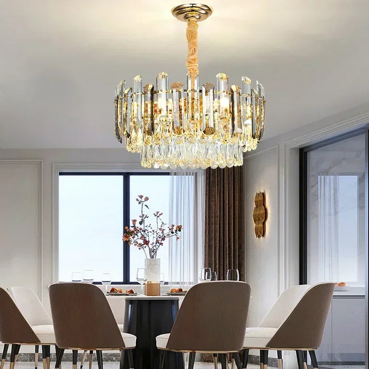 Nordic Light Luxury Crystal Chandelier Living Room Lamp Modern Atmosphere  LED Pendant Lights Bedroom Lamp Room Decoration