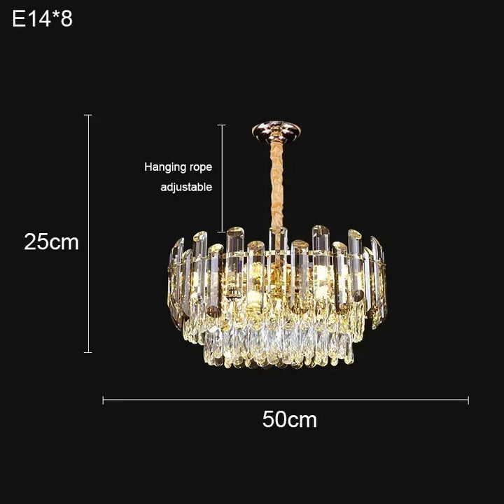 Nordic Light Luxury Crystal Chandelier Living Room Lamp Modern Atmosphere  LED Pendant Lights Bedroom Lamp Room Decoration