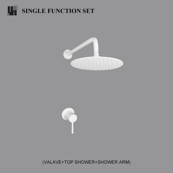 White matte 3 way volume control shower kit